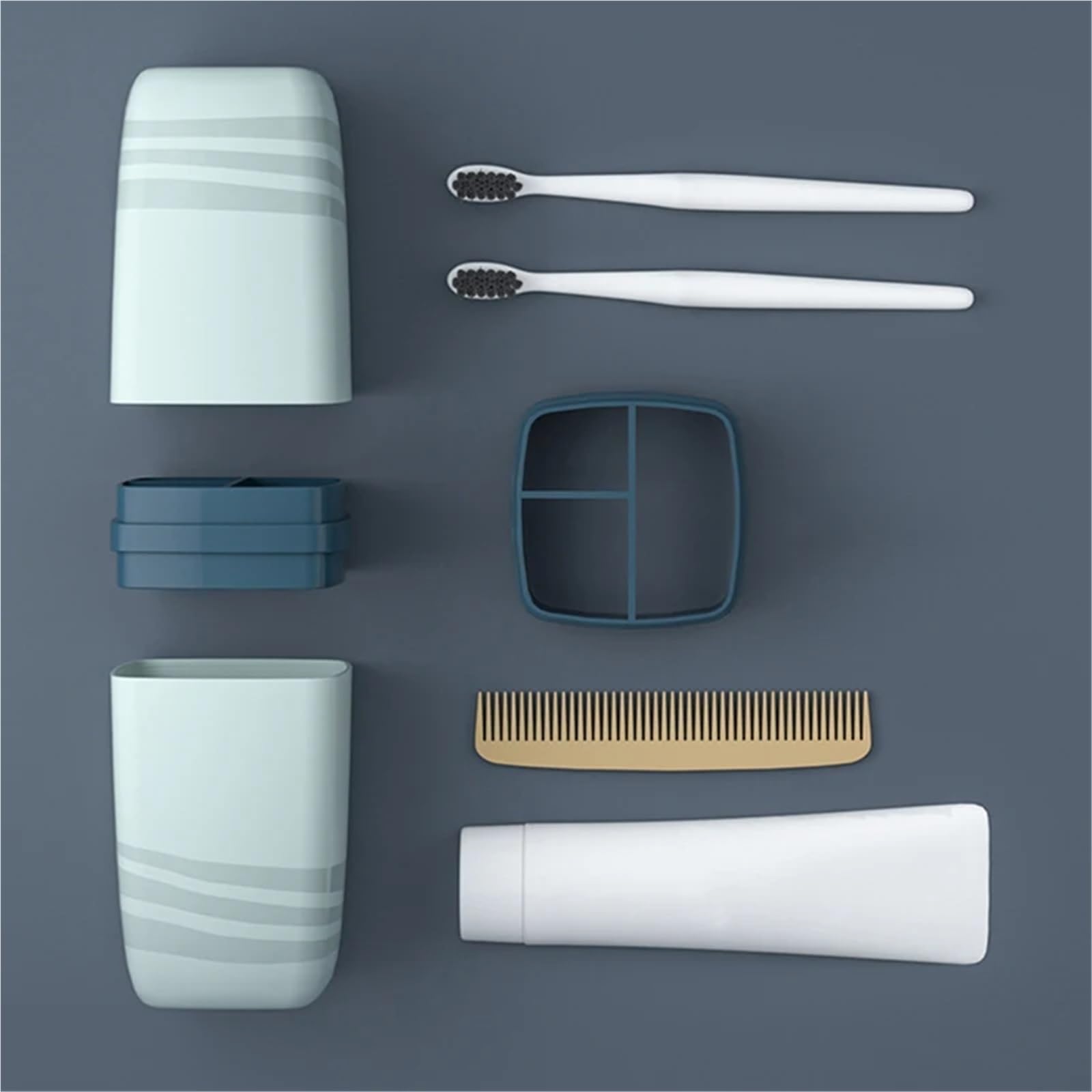 Porta Spazzolino 3 Pezzi Custodia for spazzolino da Viaggio Portatile for Coppie Tazza for spazzolino da Bagno Copertura for spazzolino da Denti Accessori for Il Bagno(Gray)