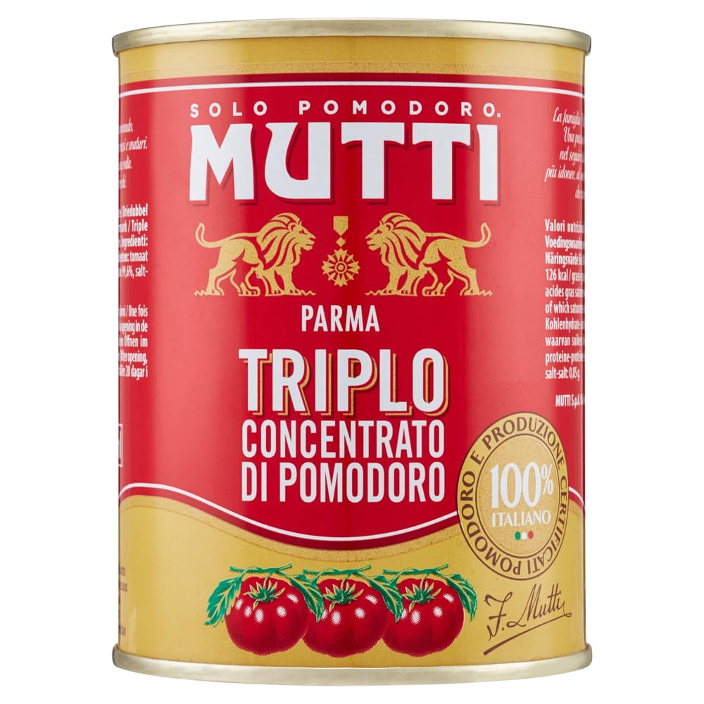 Mutti Triplo Concentrato Di Pomodoro - Triple concentré de tomates - 100 % tomates italiennes - Boîte de 400 g