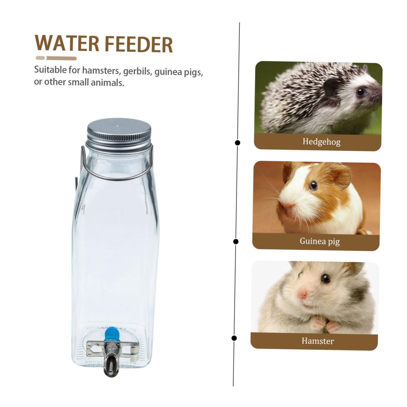 Hasenflasche 350ml Hängend mit Haken aus Glas und Edelstahl