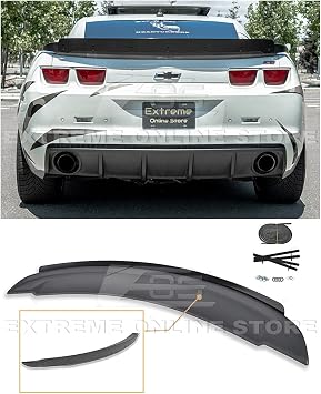 2010-2013 Chevrrolet Camaro | EOS ZL1 Style Rear Trunk Lid Wing Spoiler Aluminum Polished Black Center Wicker Bill Insert ABS Plastic - Matte Black