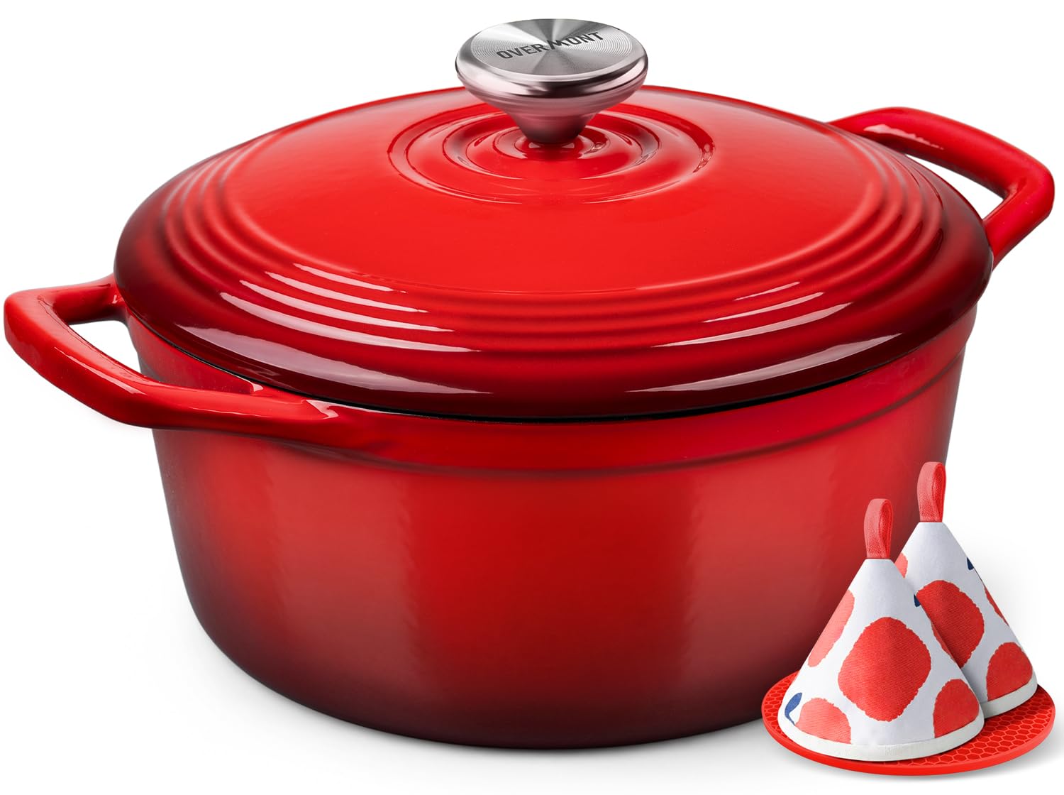 Overmont Enameled Cast Iron Dutch Oven 5.5QT