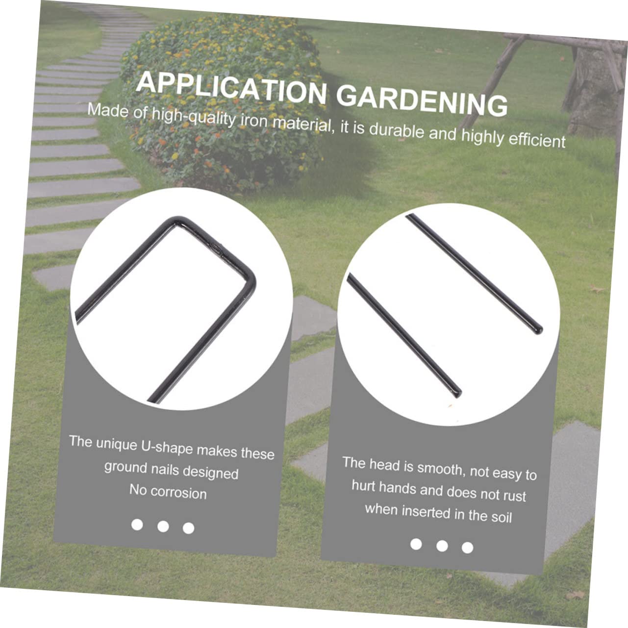 VICASKY 50pezzi Chiodi da Giardino in Ferro Zincato a Forma di U Picchetti per Fissaggio Telo Terriccio e Bordature