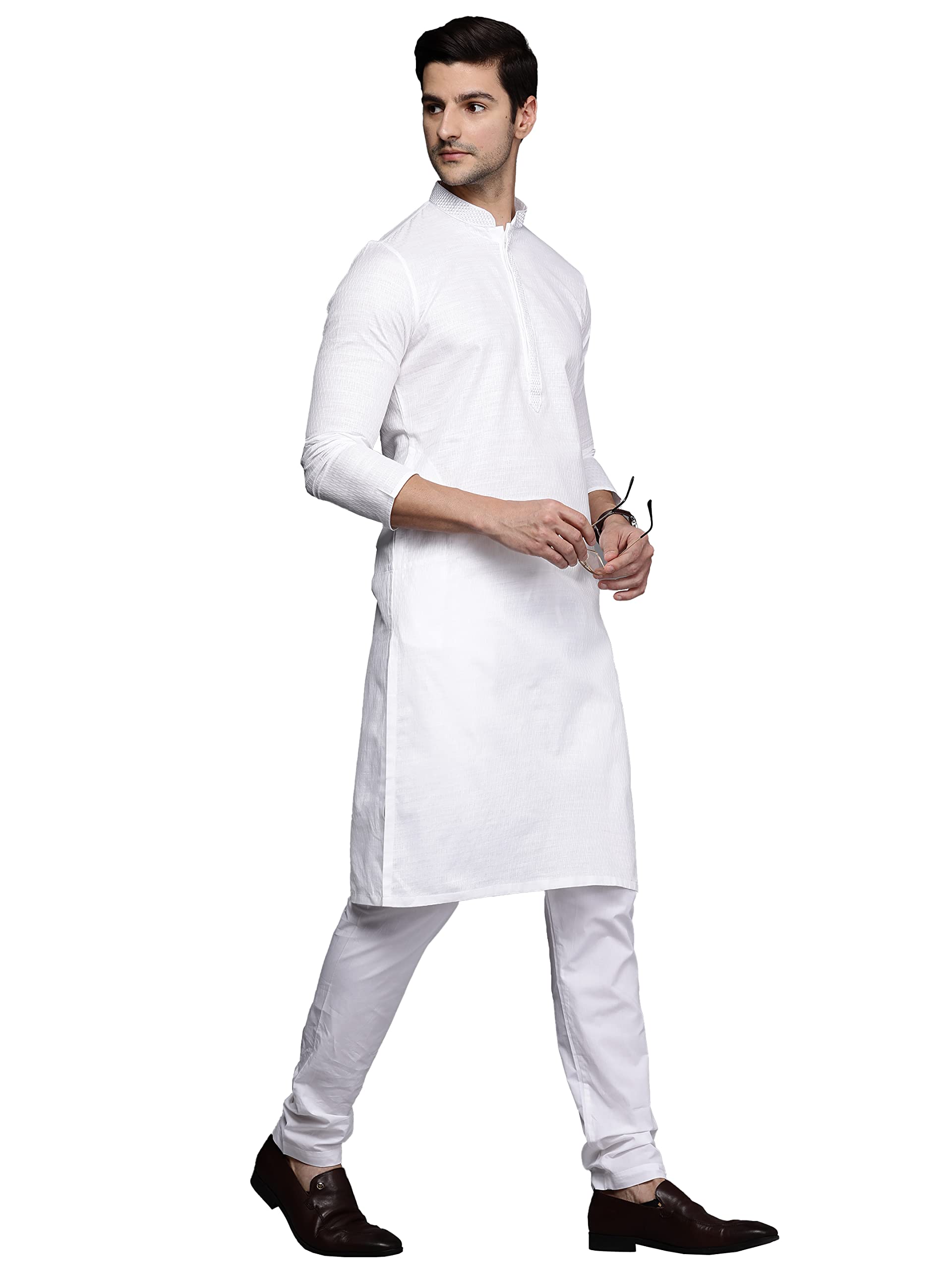 manyavar Men's Cotton Blend Full Sleeves Kurta Pajama Set (2pcs)-picture-26