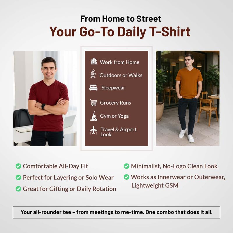 Image of Aventura Outfitters Men's V Neck 100% Cotton Regular Fit T-Shirt (Pack of 4)