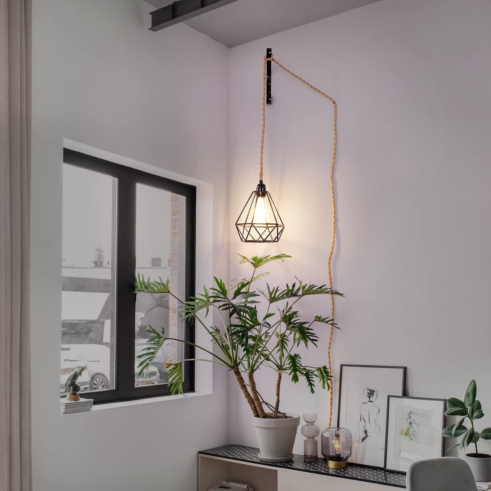 haultop Pendant Light Cord, Hanging Light Kit with Switch Plug in, 15FT
