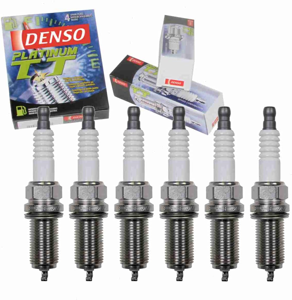 6 pc DENSO Platinum TT Spark Plugs compatible with Toyota FJ Cruiser 4.0L V6 2007-2013