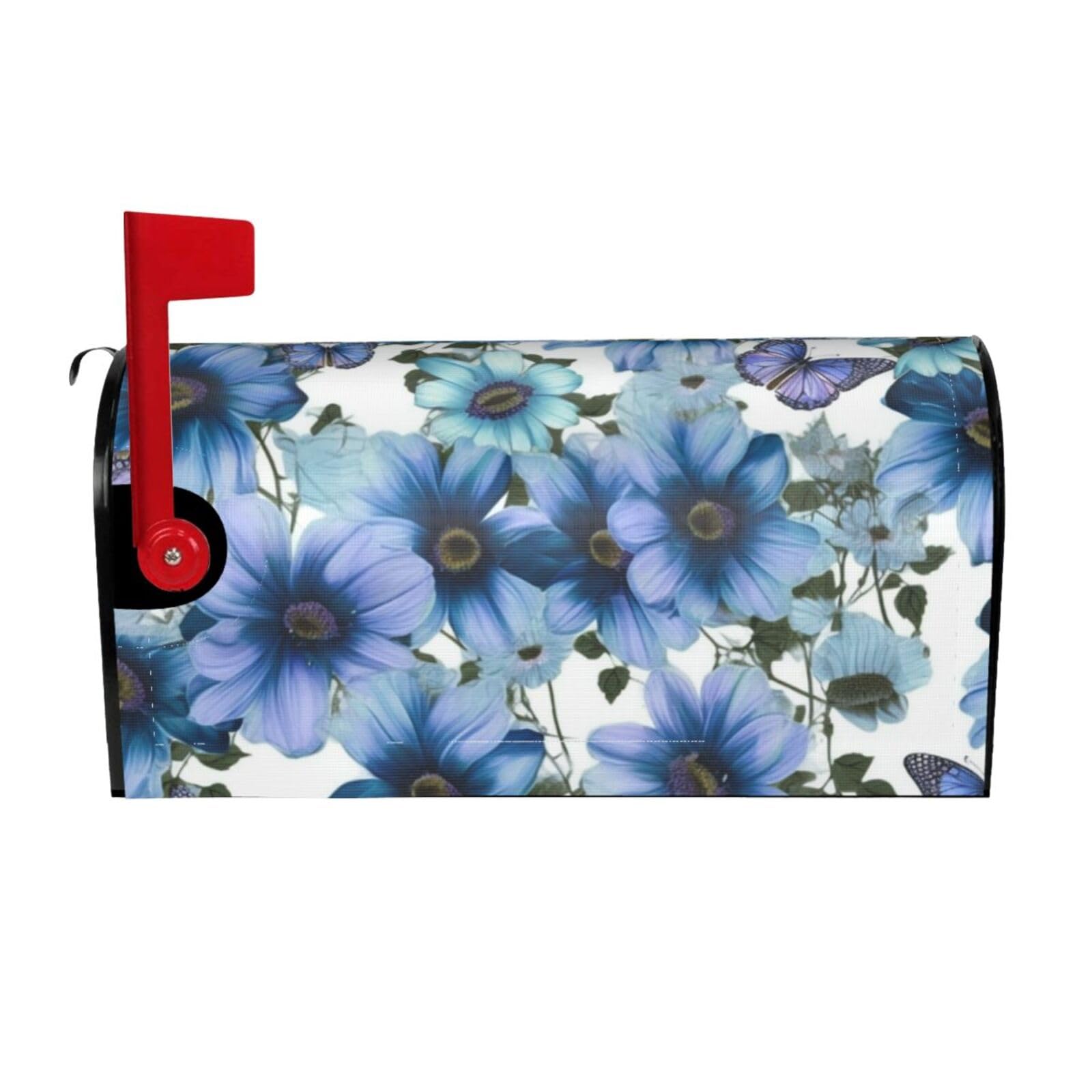 Blooming Blue Daisy Mailbox Covers Magnetic Wraps Post Letter Box Cover Garden Home Decor 25.5x21 in