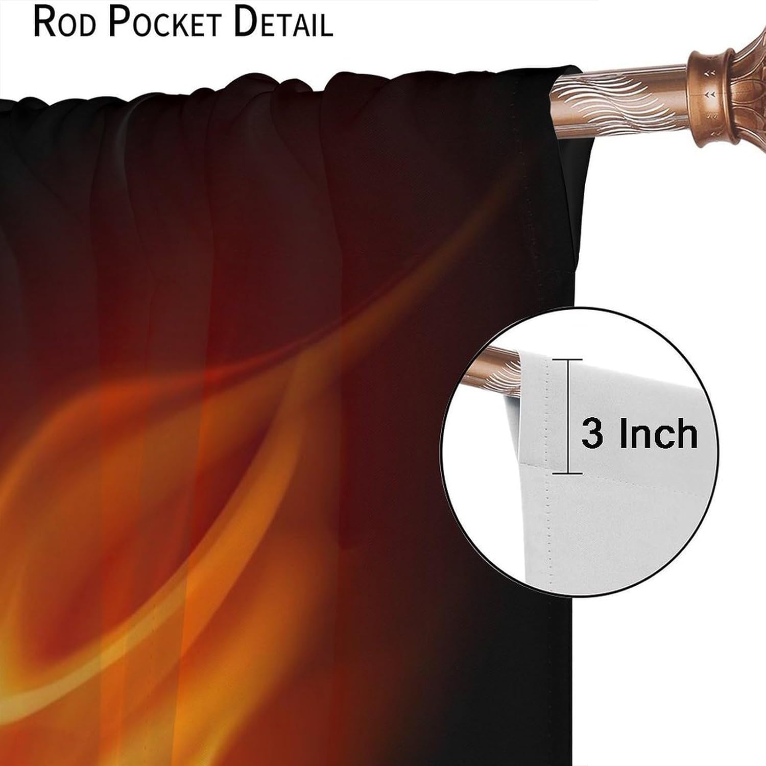 Boys Basketball Blackout Curtains for Kids Bedroom Living Room,Sports Theme Burning Basketball Print Pattern Thermal Insulated Darkening Curtain 2 Panel Set 63x63 Inch