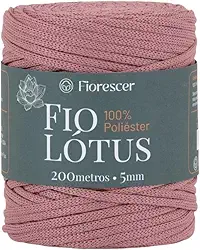 Fio Lótus Premium 100% Poliéster 5mm Croche Artesanato (Rosa Antigo)