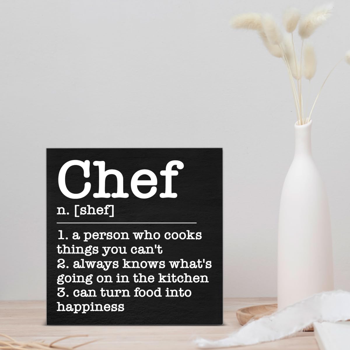 Chef Decor Chef Definition Wooden Box Sign for Home Kitchen Dinner Room Shelf Wall Decor, Cooking Gifts for Chefs Pastry Baker Culinary Student Teacher Cooking Lovers