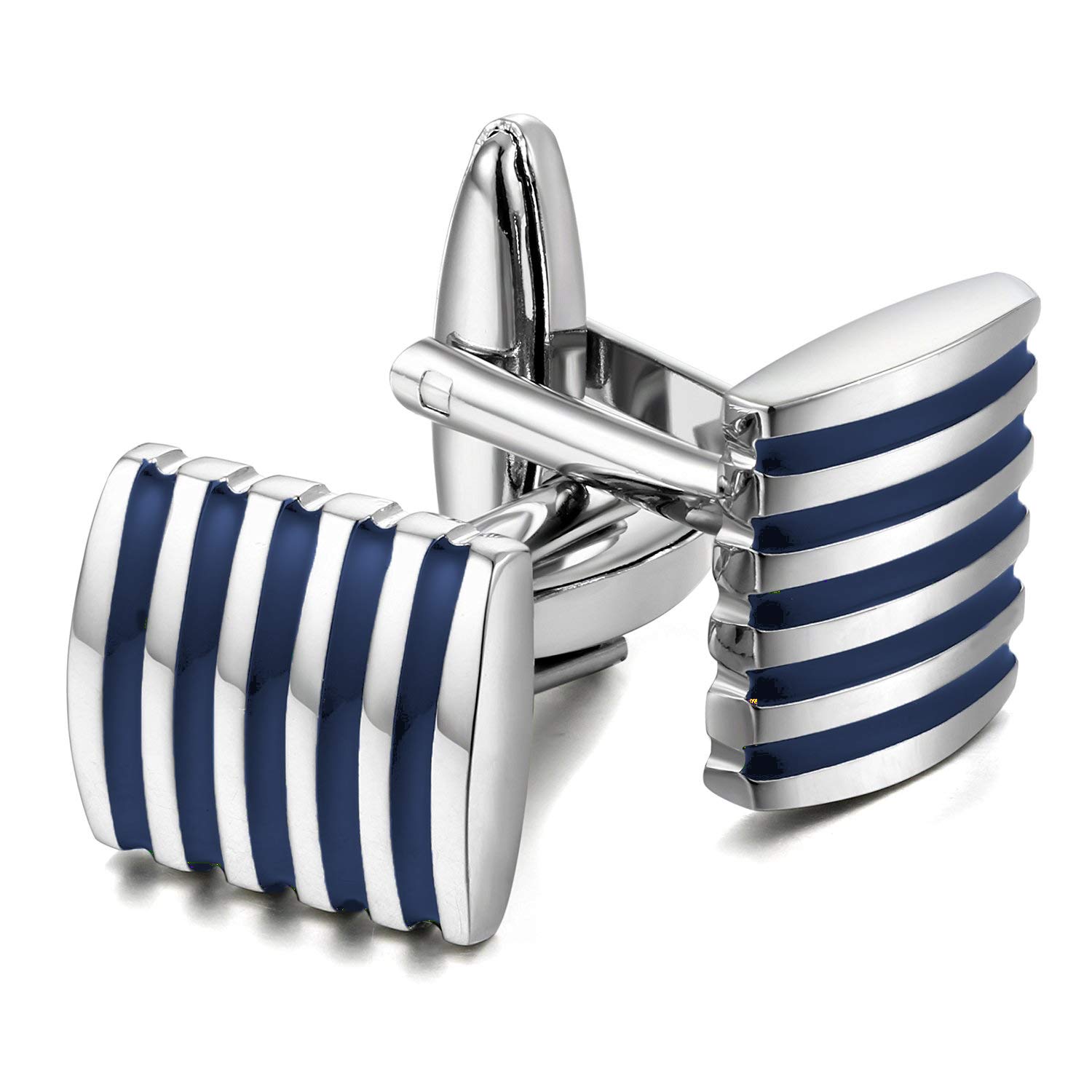 Peluche Dark Blue Enamel Stripe Premium Cufflinks for Men (B07KQDSFT8) Amazon Price History, Amazon Price Tracker