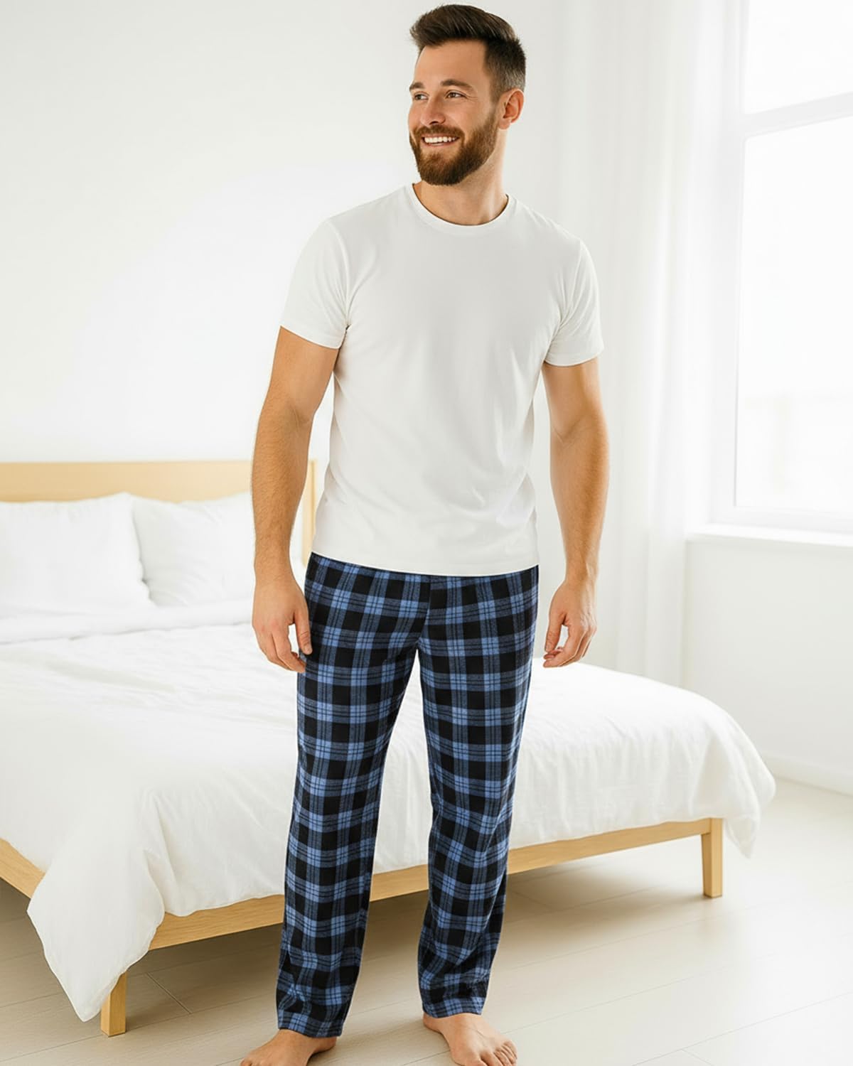 Active Club Men’s Flannel Pajama Pants – Soft Sleep & Lounge Pants with Pockets & Adjustable Drawstring – Plaid Bottoms - Image 5