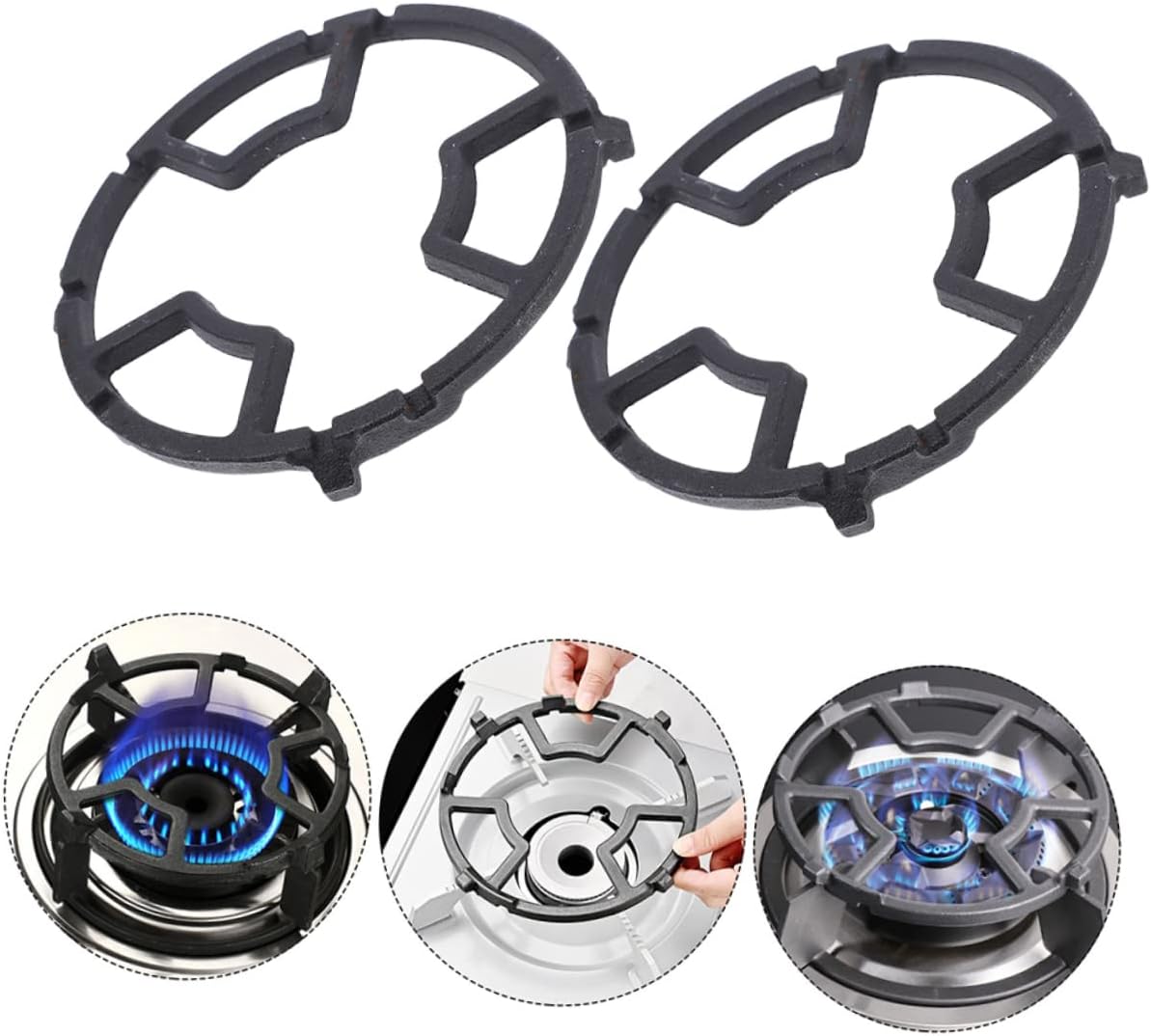2pcs Iron Stove Bracket Gas Stove Burner Grate Kitchen Gas Rack Wok Ring
