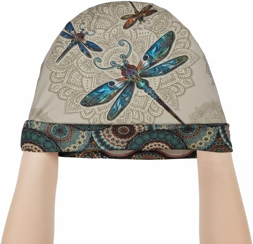 Premium Retro Boho Style Slouchy Beanie - Dragonfly Print Knitted Hat for Women & Men - Image 5