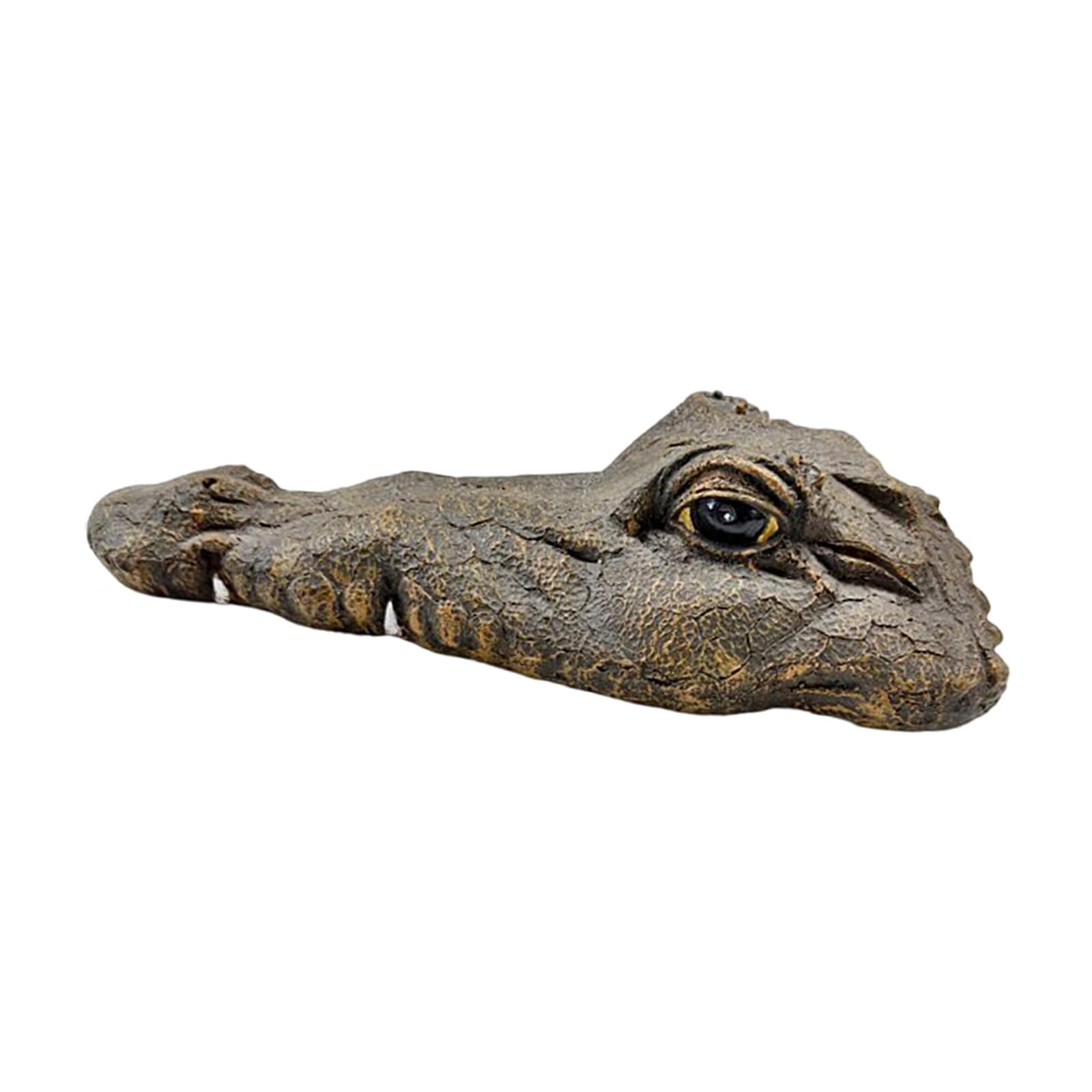 Kaeltsyn Floating Gharial Sculpture Simulated Pond Statue for Garden Pond Backyard Head Deck