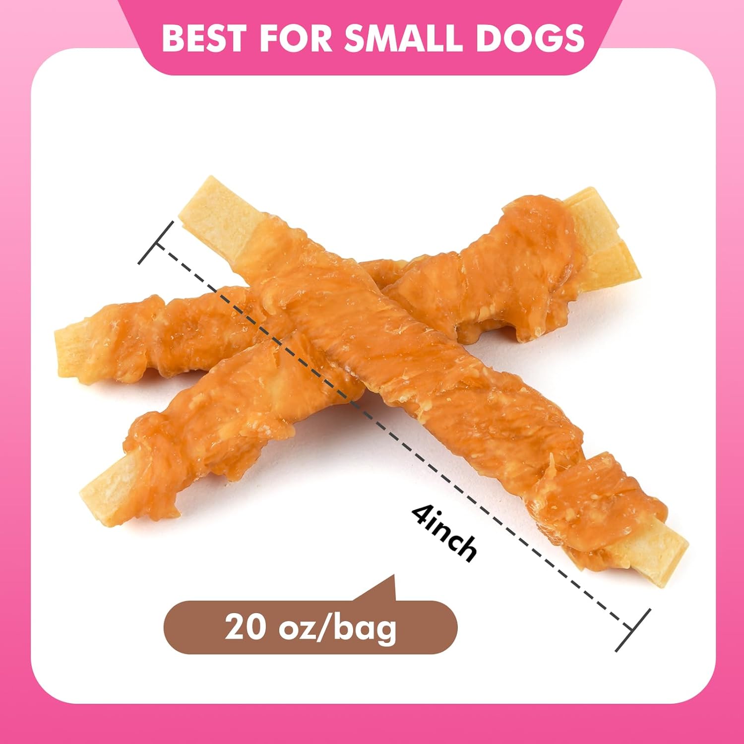 Dog Treats, Chicken Wrapped Cod Fillets, Rawhide Free Healthy Dog Snacks, Soft Dog Treats for Small Dogs, 20 oz