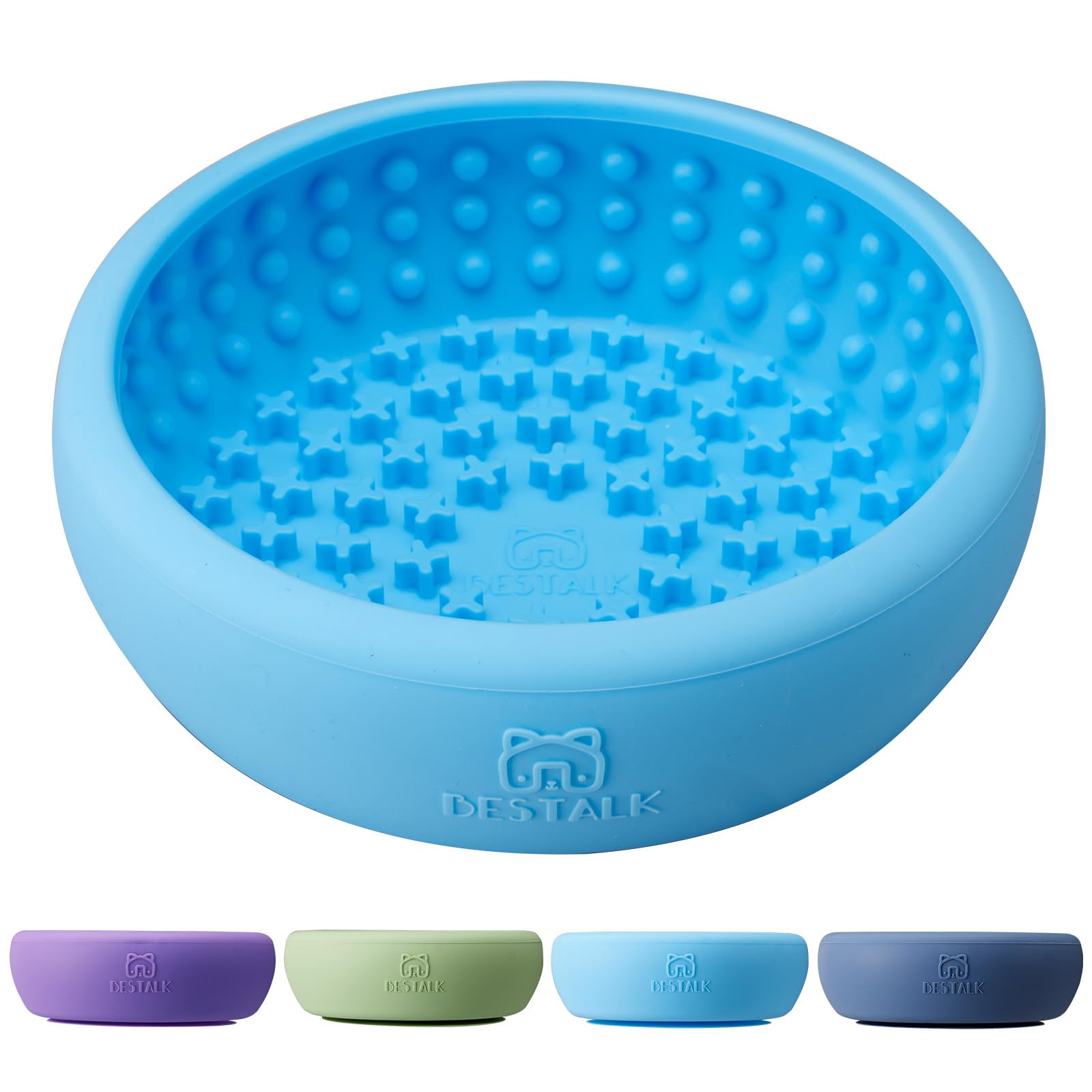 Dog Lick Bowl, Bestalk Anxiety Relief Lick Mat for Dogs, Non-Slip Freeze Licking Bowl Enrichment Puzzle Feeder for Distraction, BPA Free Silicone, Dishwasher Safe (Light Blue,L)