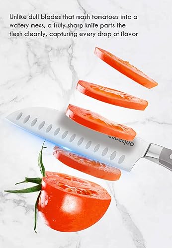 Miniatura 3 de Juego de 13 cuchillos de cocina con afilador, apto para lavavajillas, mango ergonómico de acero inoxidable alemán ultra afilado, juego de cuchillos