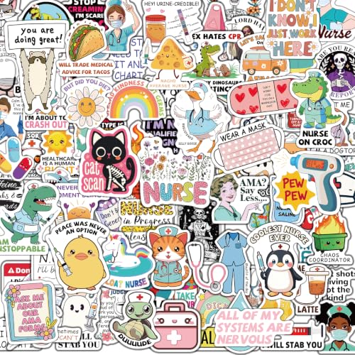 120Pcs Funny Nurse Stickers, Nursing Week Gifts, Medical Sticker for Water Bottle Cups Planner Laptop, Decal for Health Care Workers