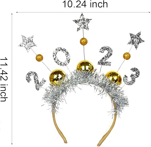 Miniatura 2 de Diadema de Año Nuevo 2023 tiara de Feliz Año Nuevo con lentejuelas estrella y purpurina de oropel para fiesta de celebración regalos de fiesta