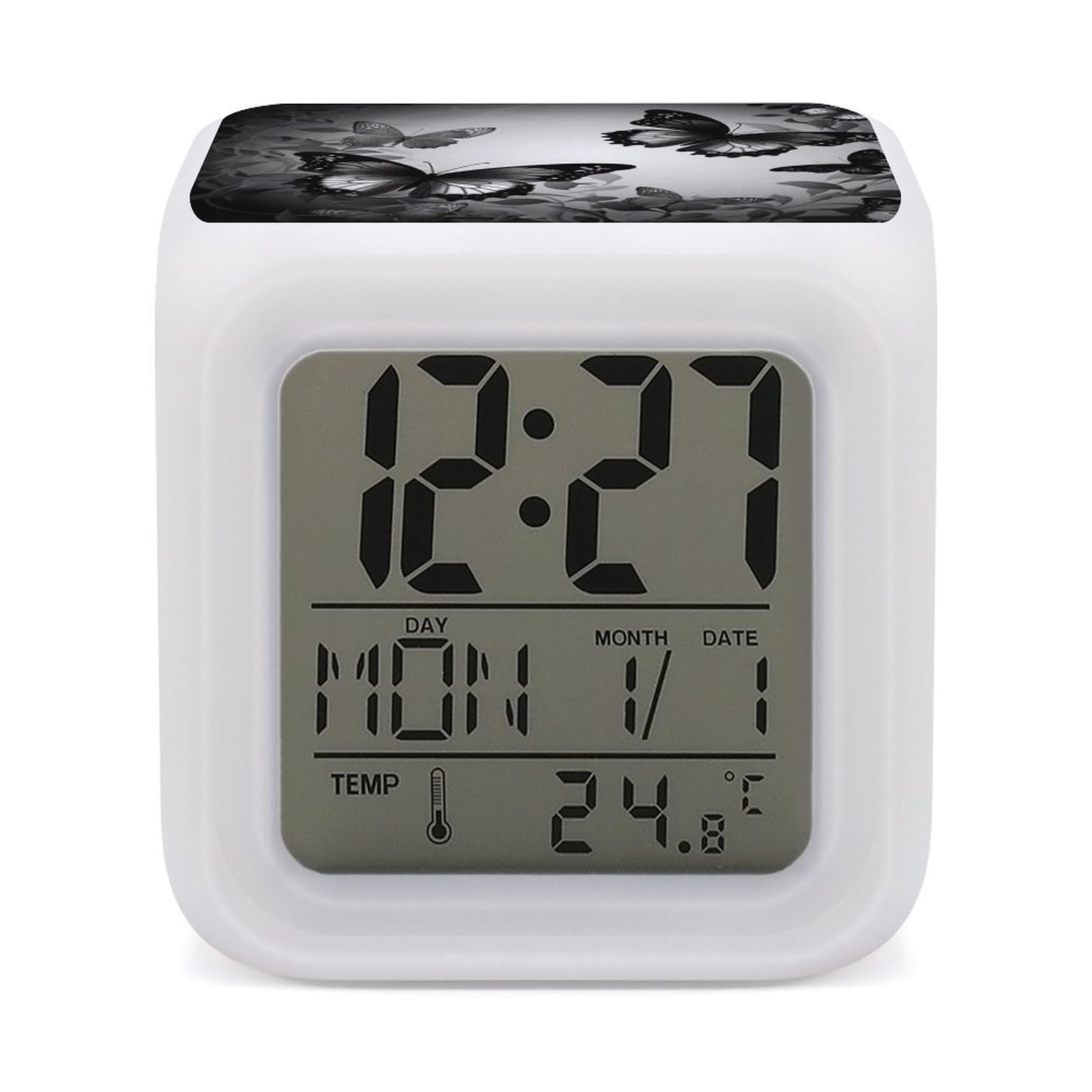 Réveil numérique LED grand écran horloge puissante veilleuse 7 couleurs