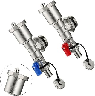 Messing Automatisches Entlüftungs- und Ablassventil für Fußbodenheizungen - 1 Zoll DN25 & 1/2 Zoll DN15, 3-in-1 Entlüftungs-Set mit Verteileradapter und Kugelhahn