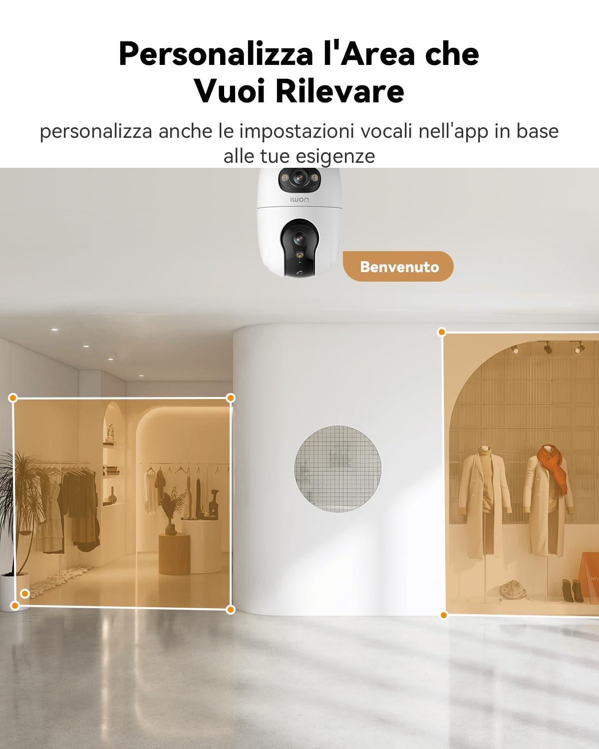 Imou 3K(3MP+3MP) Telecamera WiFi Interno Doppio Obiettivo, 360°PTZ Videocamera Sorveglianza con One-Touch Chiamata, Rilevamento AI Umano/Animali, Visione Notturna a Colori, Modalità Privata, 2,4/5GHz