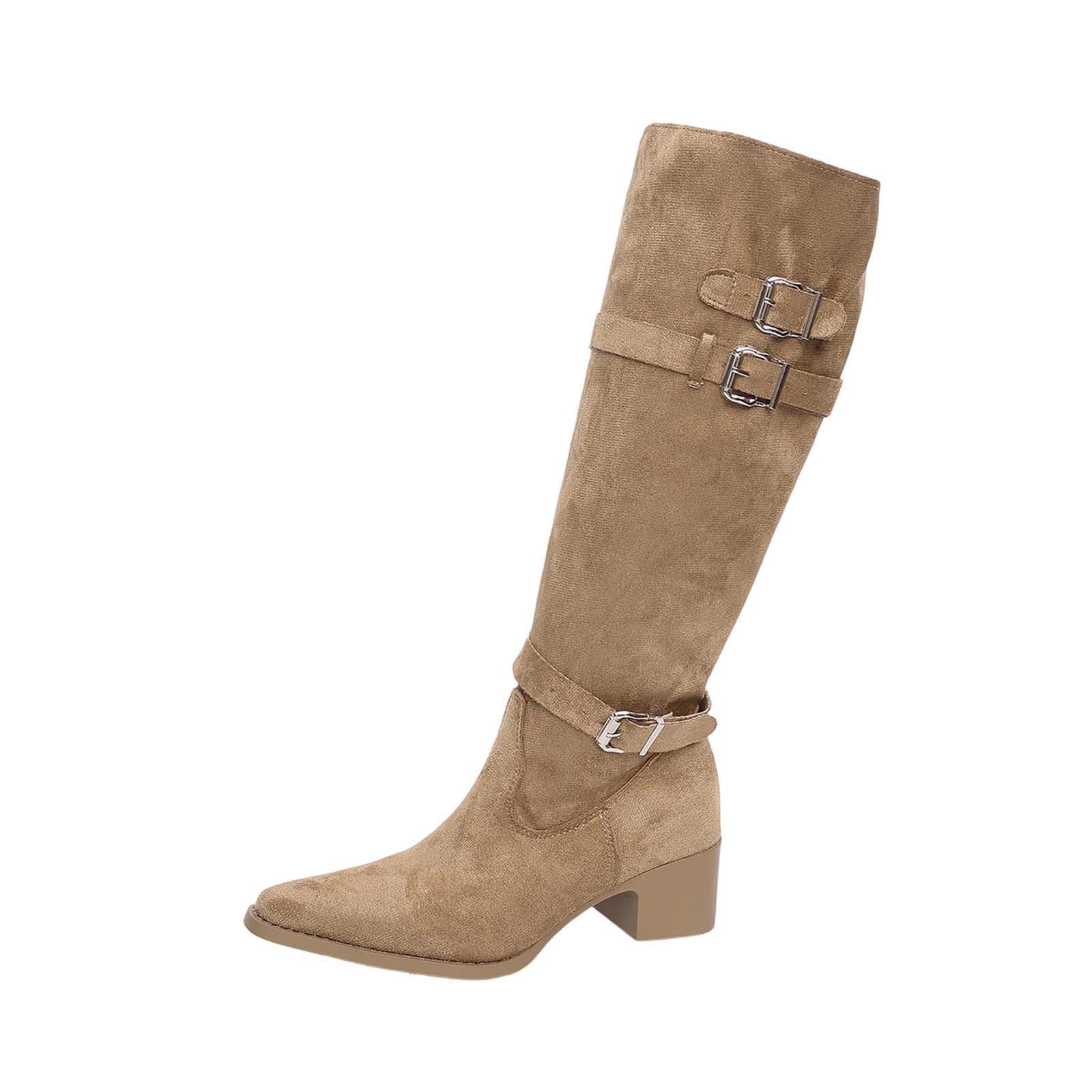 Botas por Encima de la Rodilla Botas Media caña con Detalles Hebilla la Moda, Ideales para Fiestas Ocasiones Especiales en otoño.