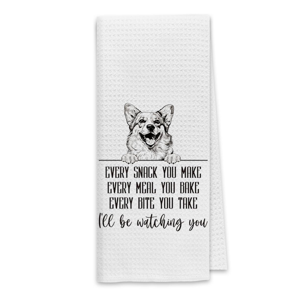 DiborDibor Corgi Kitchen Towels, Corgi Gifts Dish Towel Dishcloth, Funny Puppy Every Meal You Make Cloth Hand Tea Towels for Bathroom Kitchen, Dog Gifts for Dog Lovers, 16x24 Inches