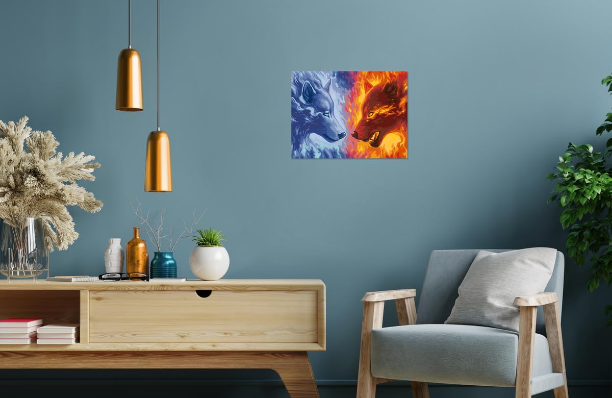 Ravensburger CreArt 23549 - Fire & Ice - Pittura con numeri per adulti, set di pittura fai da te con pennello e colori acrilici, regalo per donne e uomini, pittura per adulti