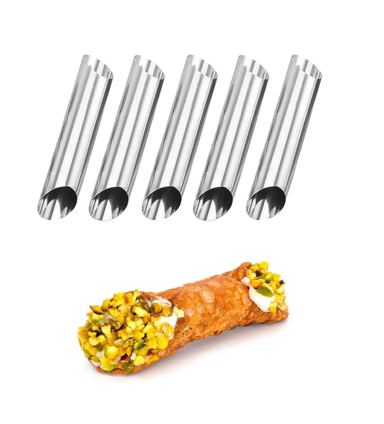 NIEEKRUN Cannoli Backform Set - 21-teilig Mit Edelstahl Röhrchen & Reinigungsbürste