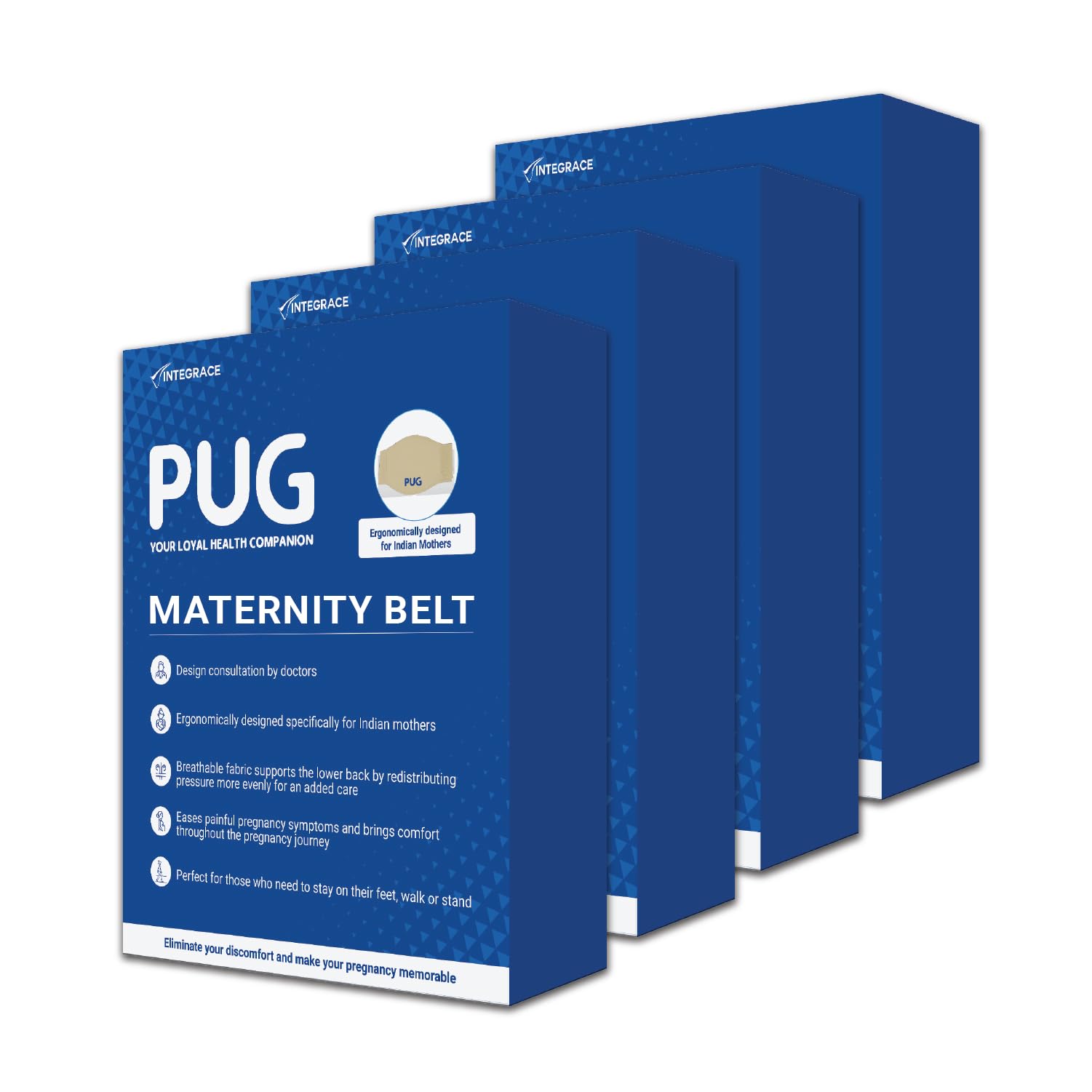 Pug Maternity Support Belt, Universal Size (Pack of 4) | Nurture Your Pregnancy Comfort | Embrace care with our adjustable Maternity Support for Abdomen, Pelvic, Waist, and Back Pain Relief | Suitable for Every Trimester (B0CDCP31FF) Amazon Price History, Amazon Price Tracker
