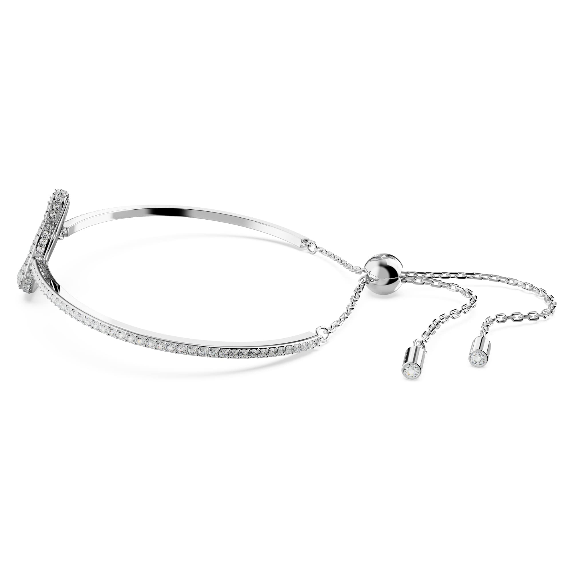 Swarovski Iconic Swan bangle, Swan, White, Rhodium plated