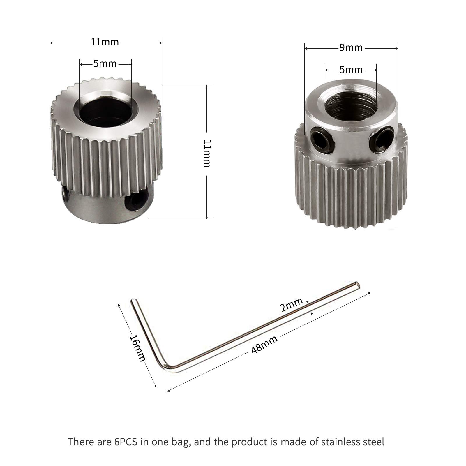 MK7 Extruder Antriebszahnrad – 1,75mm, 8mm Bohrung, Edelstahl, Für 3D-Drucker