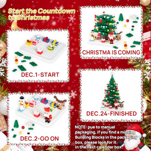 Miniatura 3 de Calendario De Adviento 2026, Juego De Construcción De Árbol De Navidad, Cuenta Regresiva De Navidad, Bloque De Construcción, 779 Unidades, Juego De 24 Días, Árbol De Navidad, Cajas Sorpresas, Regalos
