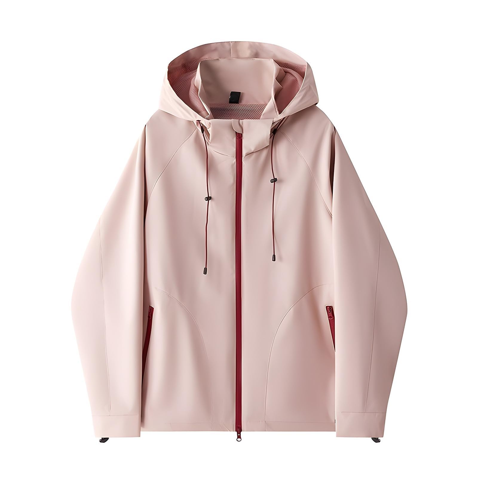 Giacca Antipioggia Da Donna Con Cappuccio, Casual, Ampia, Cerniera, Regolabile, Per Escursioni All'Aperto, Antivento Cappotti Cintura Impermeabile Trekking Sportiva Moto Elegante Estiva