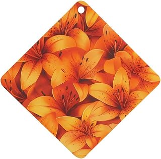 Colourful Orange Tiger Lily Floral Cute Car Aromatherapy Tablets Hanging Air Fragrance Scented Cards for Car Home Decor