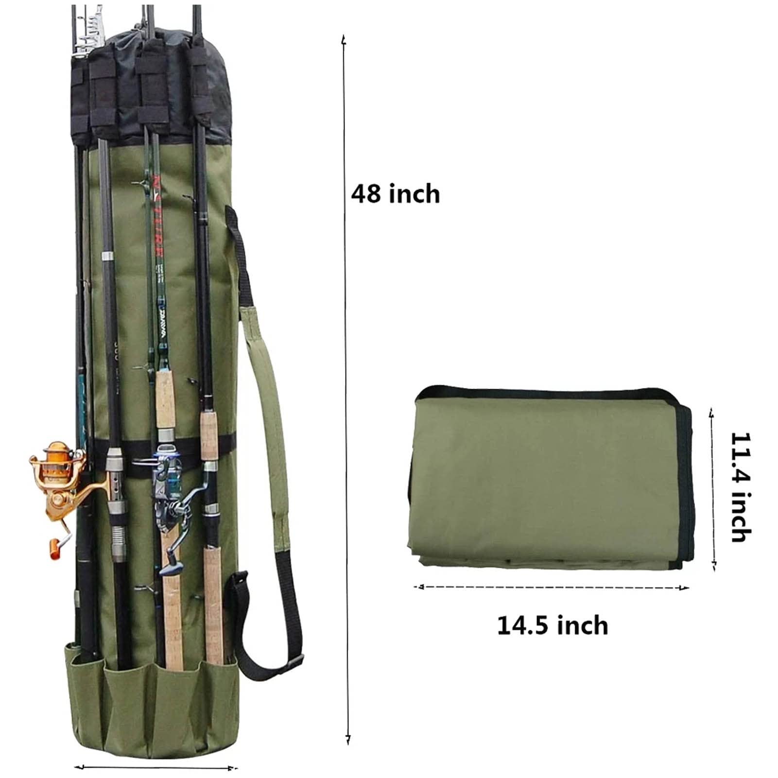Sac de Voyage de Pêche Porte-bags de pêche Porte-bags de tige de tige Pôle Boîte de taquette Boîte Stockage Sac de support multifonctionnel de grande capacité Fourreaux Cannes ( Color : Army Green )