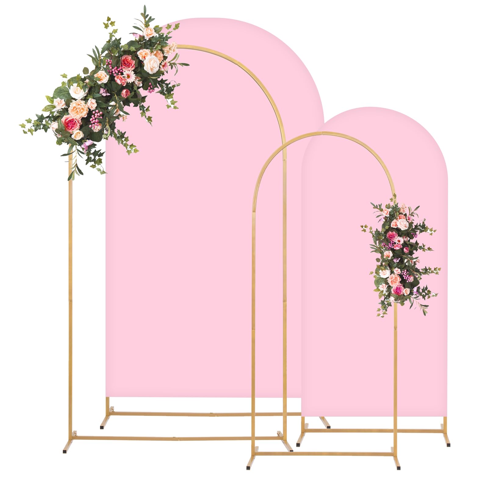 Toolterritary Metal Arch Backdrop Stand and Cover Set, 8FT, 7.2FT Party Backdrop, Easy to Assemble, Backdrop Stand for Parties, Birthday, Baby Shower