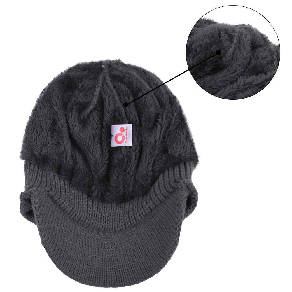 Gorro de invierno con visera y orejeras de punto con ala de punto
