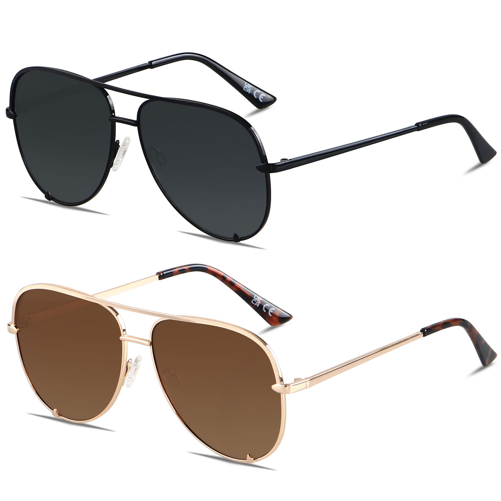 ANDWOOD Oversized Aviator Sunglasses for Women Men Big Large UV Protection Fashion Sun glasses