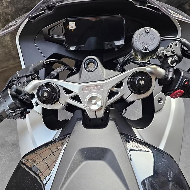 Motorcycle Fork Stem Nut Caps for CFMOTO 675SS 675SR 675SR-R 675NK, CNC Aluminum, Black, 1 Pair (Titanium)