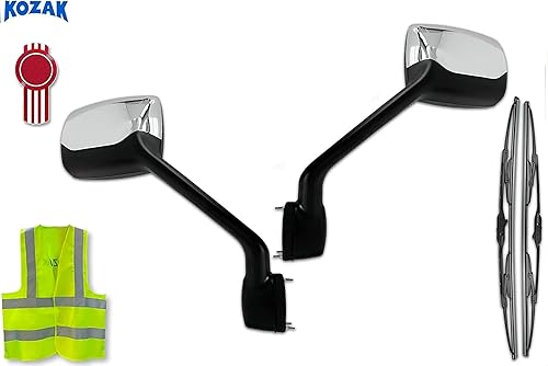 Miniatura 2 de Kozak - Par de espejos cromados para capó (lado izquierdo del conductor y lado derecho del pasajero) compatibles con Kenworth T680 2011-2021, 587