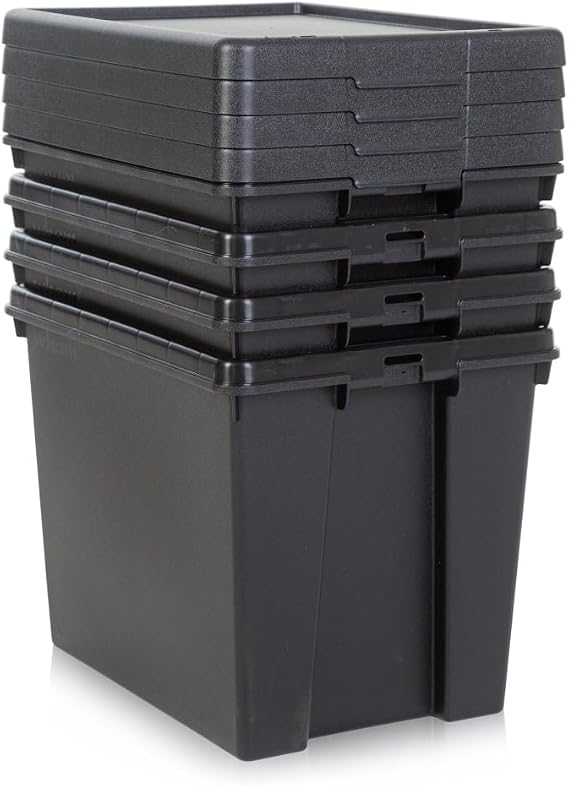 Wham 2 x Bam Heavy Duty Recycling Box - 24 Litres with Lid - 38.5 x 29 x 31.5 cm - Black