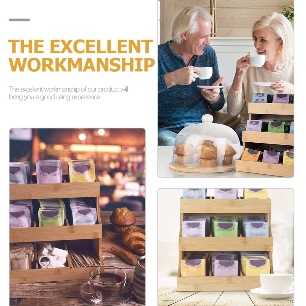 Porta Bustine Da Tè 3 Piani In Legno - Organizer Per Cucina E Ufficio Fino A 180 Bustine