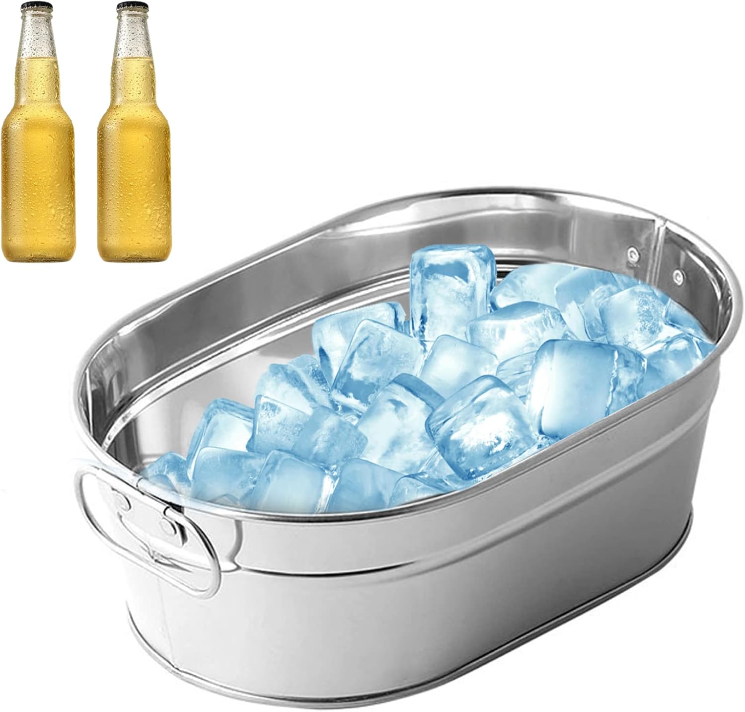 Stainless Steel Ice Bucket Galvanized Metal Tub Beverage