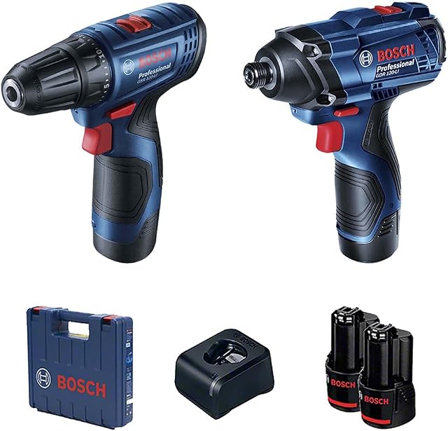Bosch Kit Parafusadeira Gsr 120-Li E Chave De Impacto Gdr 120-Li 12V Com 2 Baterias 1 Carregador E 1 Maleta