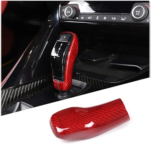 Fgtagtal Cubierta de la cabeza de la palanca de cambios de fibra de carbono real para