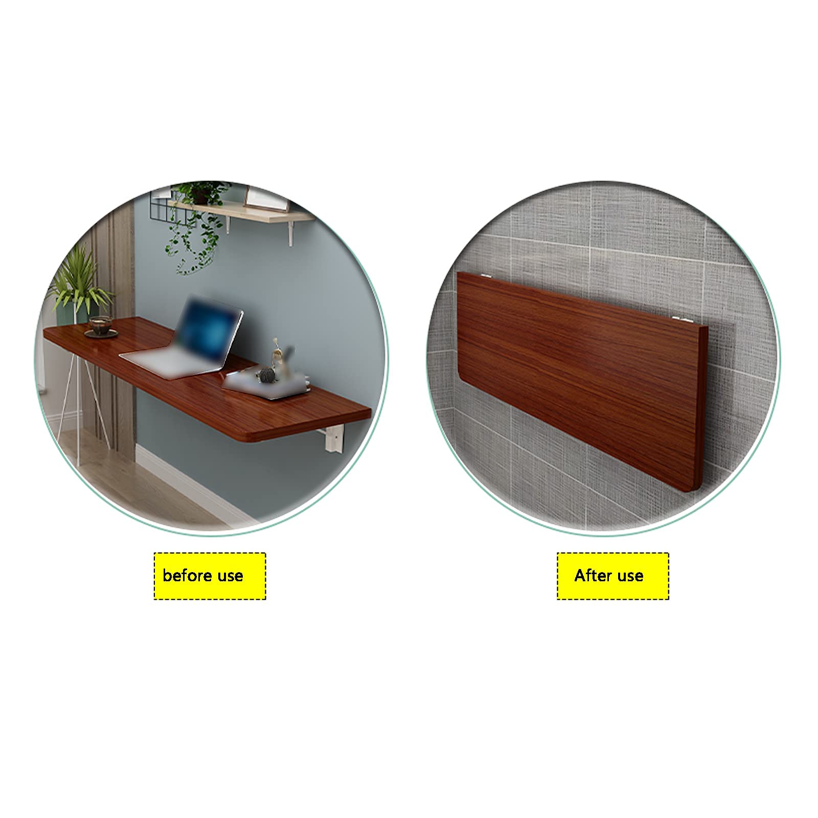 Tavolo pieghevole a ribalta a parete/scrivania a parete/banco da lavoro pieghevole/scrivania per computer portatile, per bar di casa, ufficio, studio, cucina, sala da pranzo (60x50 cm/24x20 pollici)