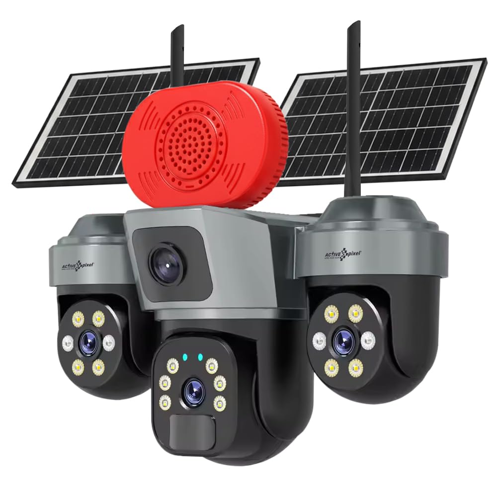 Active Pixel 4Mp Solar 4G SIM PTZ Security Camera | Triple Lens 360° Surveillance | Built-in Loud Alarm Siren | Motion Tracking | Color Night Vision | Wireless Outdoor CCTV – No Power, No Wires - G17-image-47
